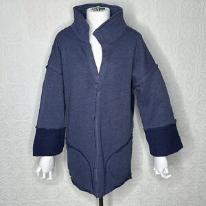 SOFT SURROUNDINGS | Navy Inside-Out Fleece Detail, V-Neck Pullover, Tuni…